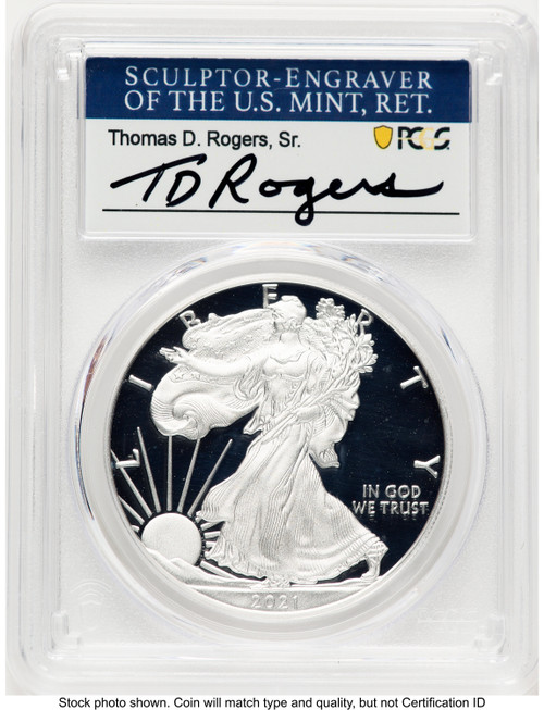 2021-W TY1 Proof Silver Eagle 1 oz TD Rogers PCGS PR70 (779203017)