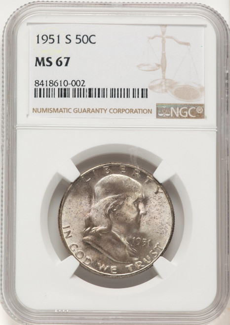 1951-S 50C Franklin Half Dollar NGC MS67