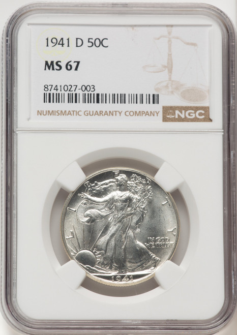 1941-D 50C Walking Liberty Half Dollar NGC MS67