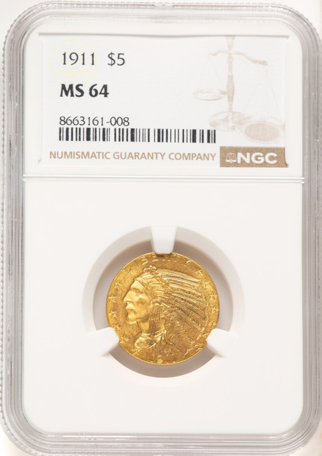 1911 $5 Indian Half Eagle NGC MS64 (776350019)