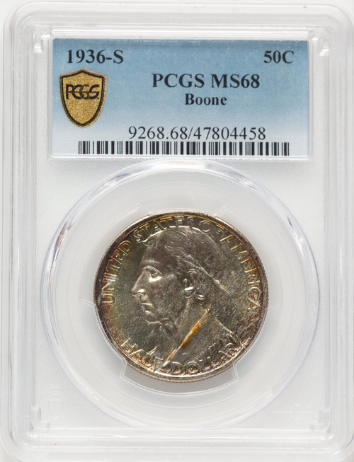 1936-S 50C Boone Commemorative Silver PCGS MS68