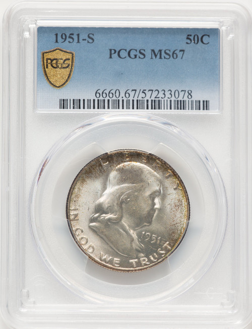 1951-S 50C Franklin Half Dollar PCGS MS67 (782214018)