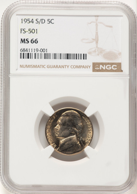 1954-S/D 5C Jefferson Nickel NGC MS66