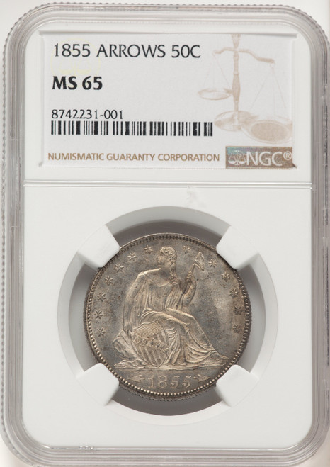 1855 50C Arrows Seated Half Dollar NGC MS65