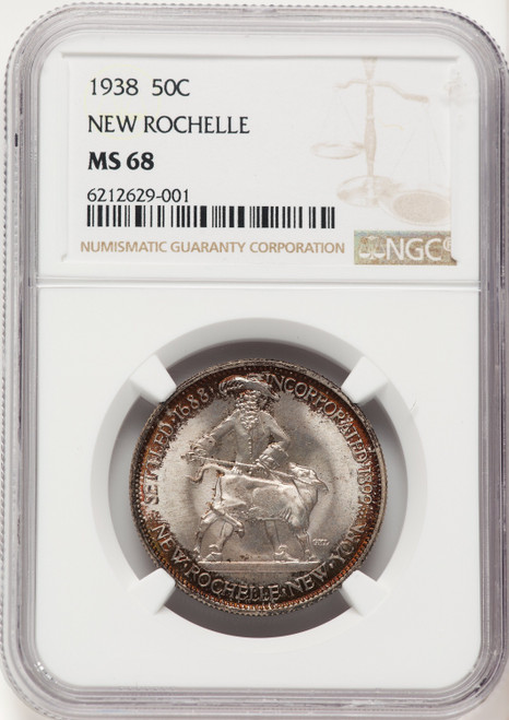 1938 50C New Rochelle Commemorative Silver NGC MS68
