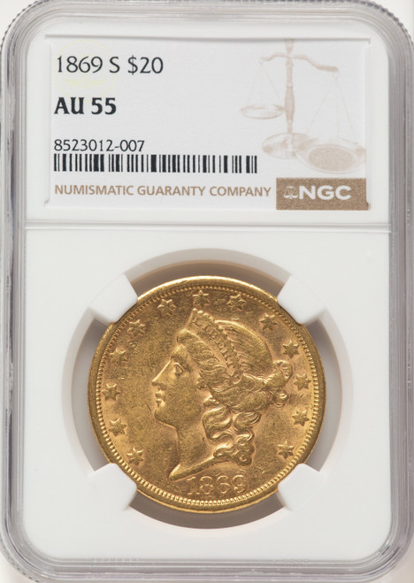 1869-S $20 Liberty Double Eagle NGC AU55 (177347052)
