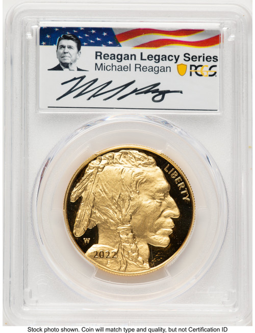 2022-W Proof Gold Buffalo 1 oz Reagan Legacy Series Michael Reagan Picture PCGS PR70