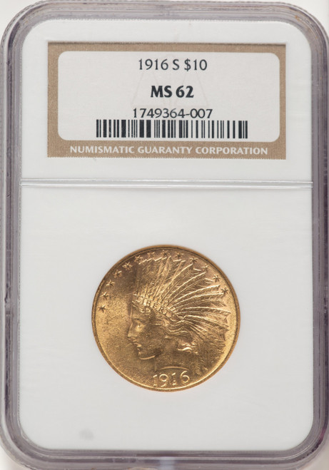 1916-S $10 Indian Eagle NGC MS62 (784089018)