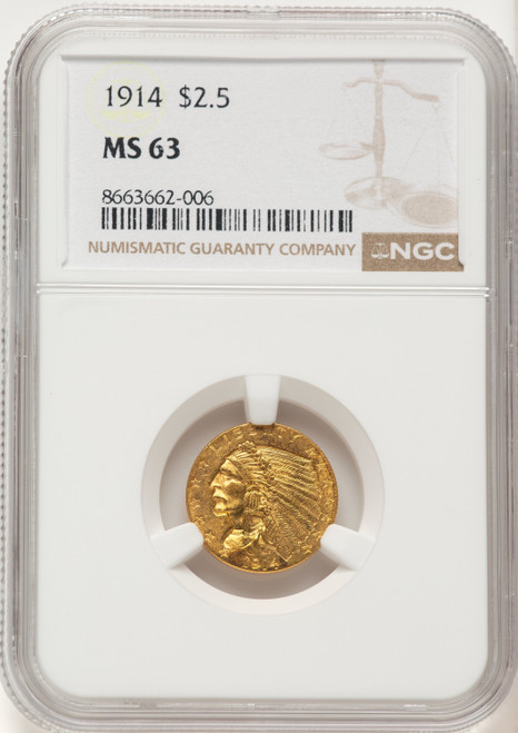 1914 $2.50 Indian Quarter Eagle NGC MS63 (506770025)