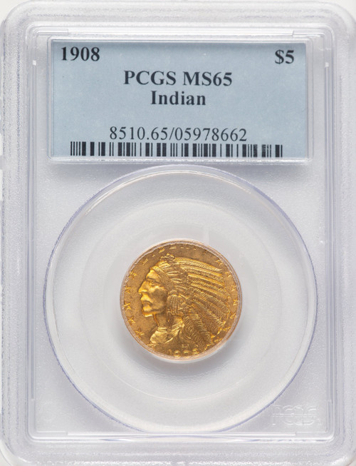 1908 $5 Indian Indian Half Eagle PCGS MS65 (783926003)