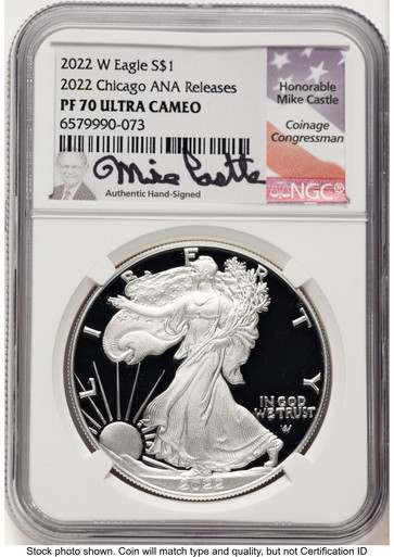 2022 S Silver Eagle Chicago ANA Releases PF70 NGC Mike Castle