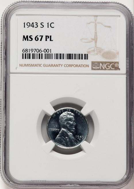 1943-S 1C Lincoln Cent NGC MS67