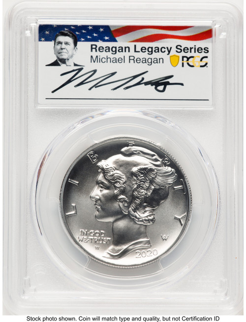 2020-W Palladium Eagle 1 oz Burnished FDI Reagan Legacy Series Michael Reagan Picture PCGS MS70