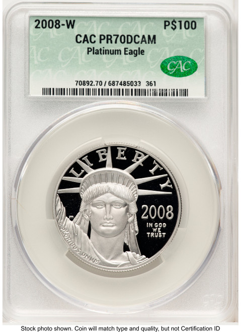 2008-W Proof Platinum Eagle 1 oz Non Designation CACG PR70