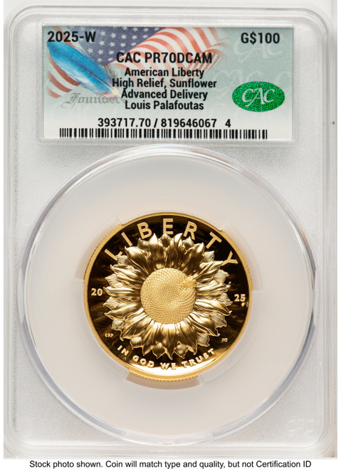 2025-W G$100 American Liberty High Relief Advanced Delivery Louis Palafoutas CACG PR70