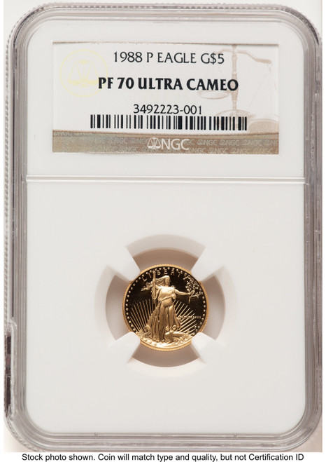 1988-P Proof Gold Eagle 1/10 oz Brown Label NGC PF70 (783189022)