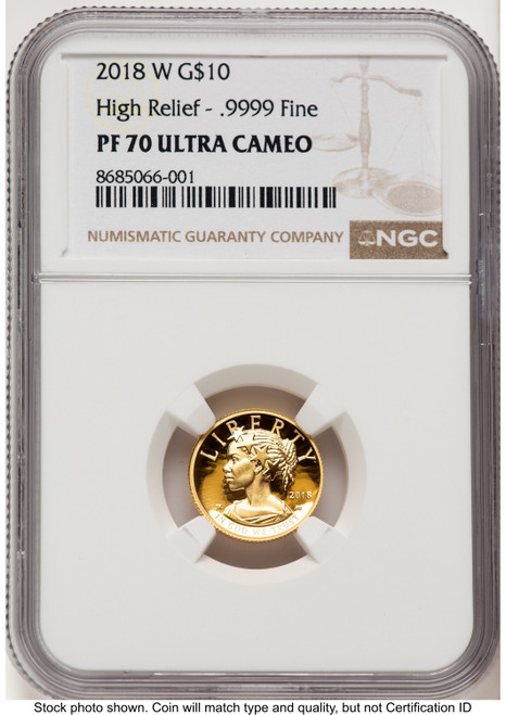 2018-W G$10 American Liberty High Relief Brown Label NGC PF70