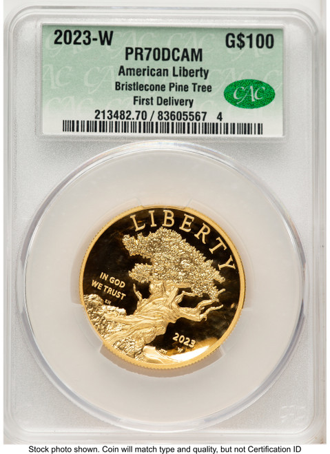 2023-W G$100 American Liberty High Relief First Delivery CACG PR70
