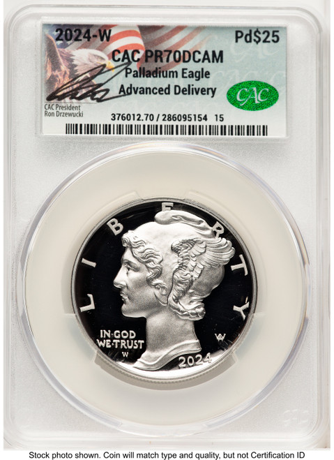 2024-W Palladium Eagle 1 oz Advanced Delivery Ron Drzewucki CACG PR70 (771963045)