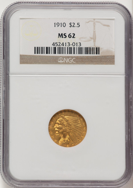 1910 $2.50 Indian Quarter Eagle NGC MS62 (522889001)