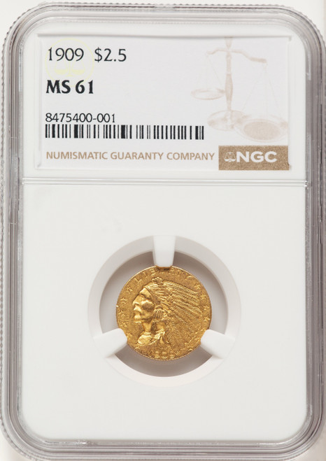 1909 $2.50 Indian Quarter Eagle NGC MS61 (784412057)