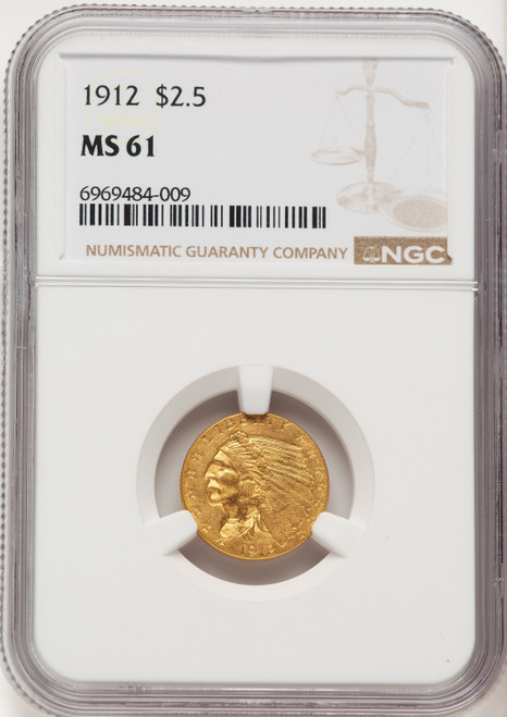 1912 $2.50 Indian Quarter Eagle NGC MS61 (784412061)