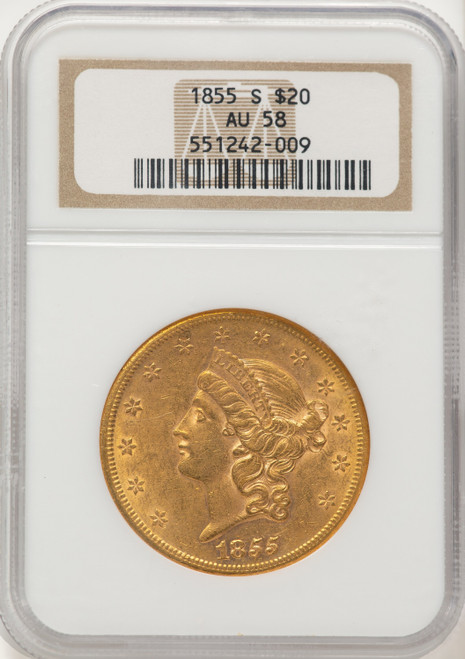 1855-S $20 Liberty Double Eagle NGC AU58 (784404003)