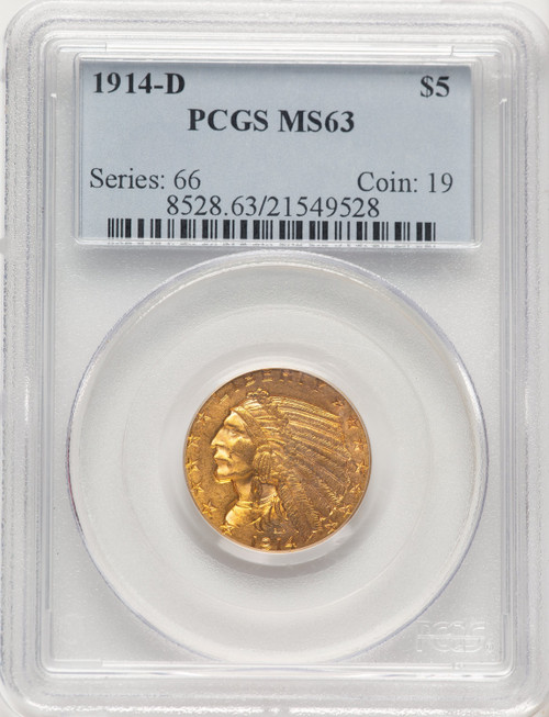 1914-D $5 Indian Half Eagle PCGS MS63