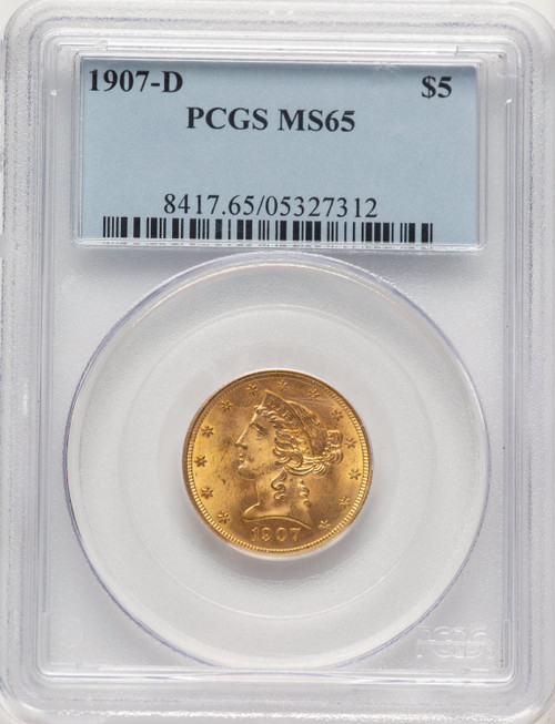 1907-D $5 Liberty Half Eagle PCGS MS65 (784626003)