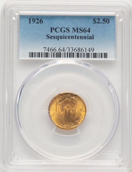 1926 $2.50 SESQUI Commemorative Gold PCGS MS64 (784709003)