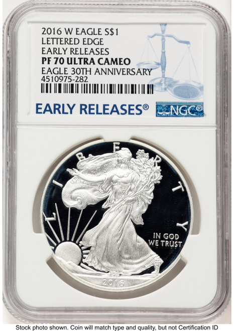 2016-W Proof Silver Eagle 1 oz ER Blue NGC PF70 (778015015)