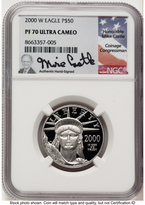 2000-W Proof Platinum Eagle 1/2 oz Mike Castle NGC PF70