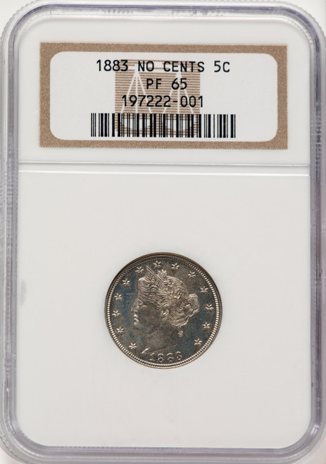 1883 5C NO CENTS Proof Liberty Nickel NGC PR65