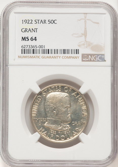 1922 50C Grant With Star Commemorative Silver NGC MS64