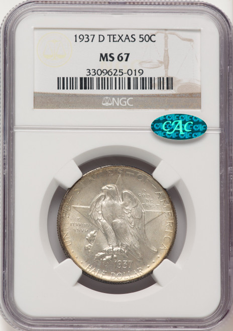 1937-D 50C Texas CAC Commemorative Silver NGC MS67