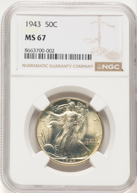 1943 50C Walking Liberty Half Dollar NGC MS67