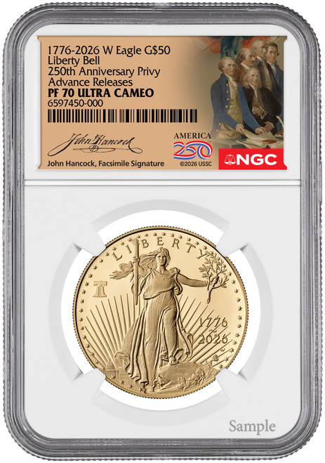 2026-W $50 1 oz Burnished Gold Eagle Advanced Releases NGC MS70