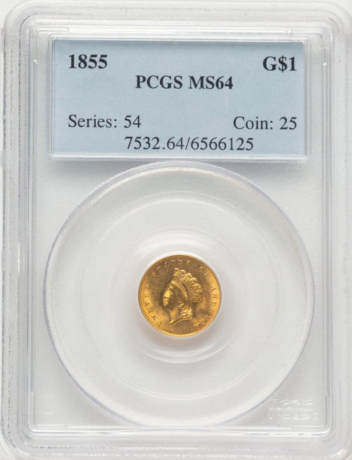 1855 G$1 Type Two Gold Dollar NGC MS64 - LCR Coin