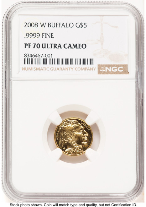 2008-W Proof Gold Buffalo 1/10 oz Brown Label NGC PF70