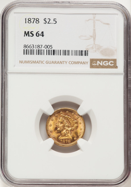 1878 $2.50 Liberty Quarter Eagle NGC MS64
