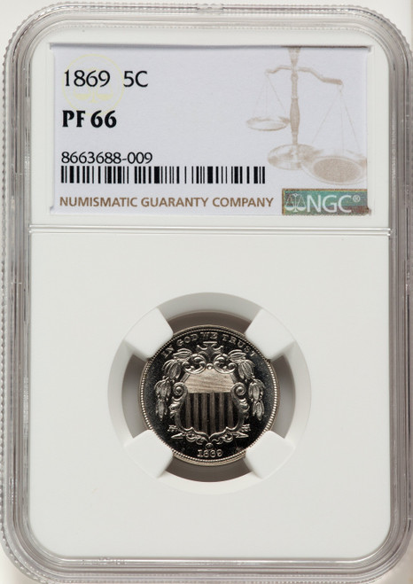 1869 5C Proof Shield Nickel NGC PR66