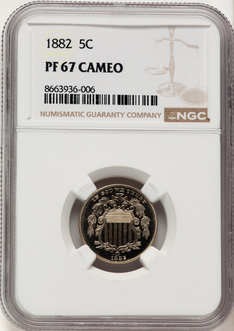 1882 5C CA Proof Shield Nickel NGC PR67