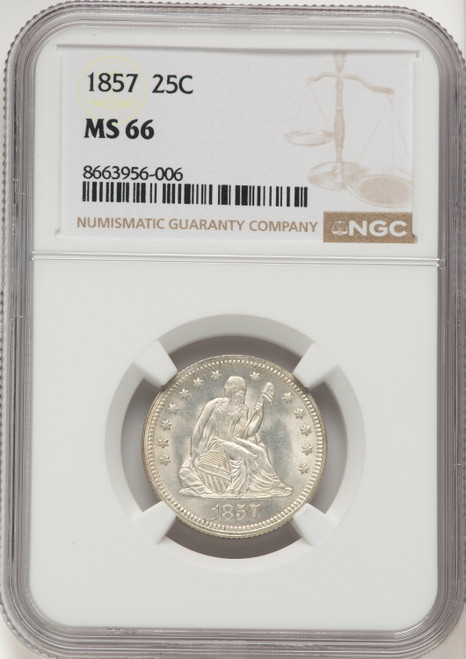 1857 25C Seated Quarter NGC MS66
