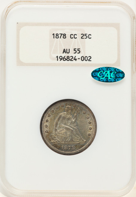 1878-CC 25C CAC Seated Quarter NGC AU55