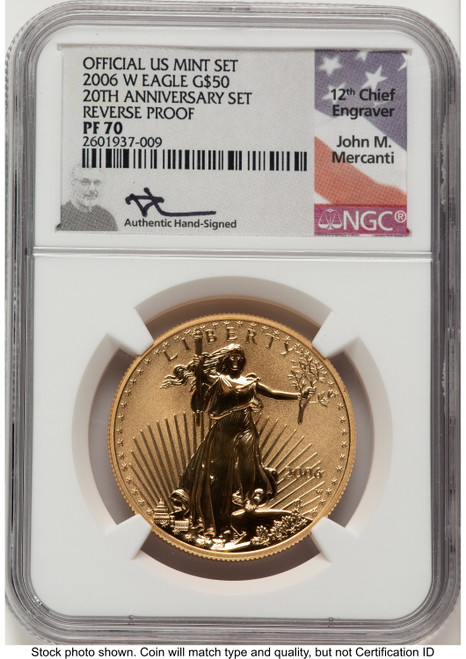 2006-W Reverse Proof Gold Eagle 1 oz John NGC PF70 Mercanti