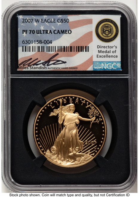2007-W Proof Gold Eagle 1 oz Miles Standish NGC PF70