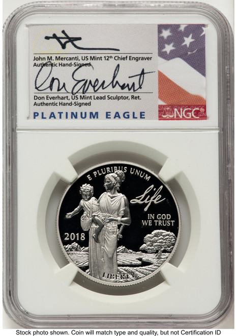 2018-W Proof Platinum Eagle 1 oz ER John /Don Everhart NGC PF70 Mercanti