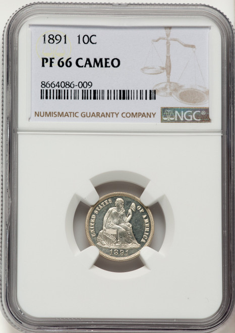 1891 10C CA Proof Seated Dime NGC PR66