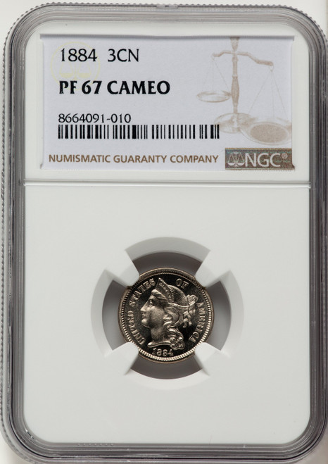 1884 3CN CA Proof Three Cent Nickel NGC PR67