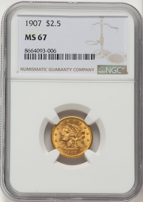 1907 $2.50 Liberty Quarter Eagle NGC MS67